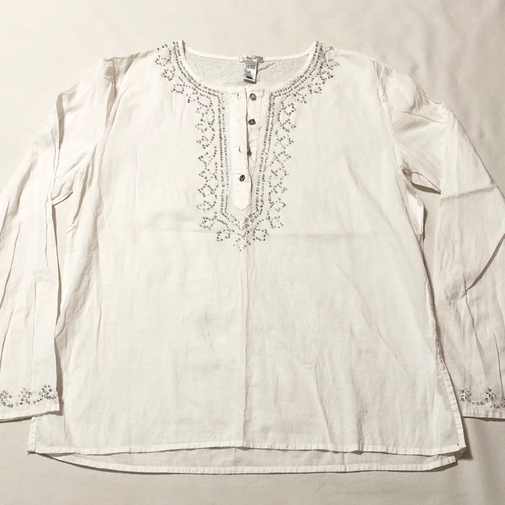 Old Navy Women’s L/S White Boho Beaded Tunic - M - Picture 6 of 14